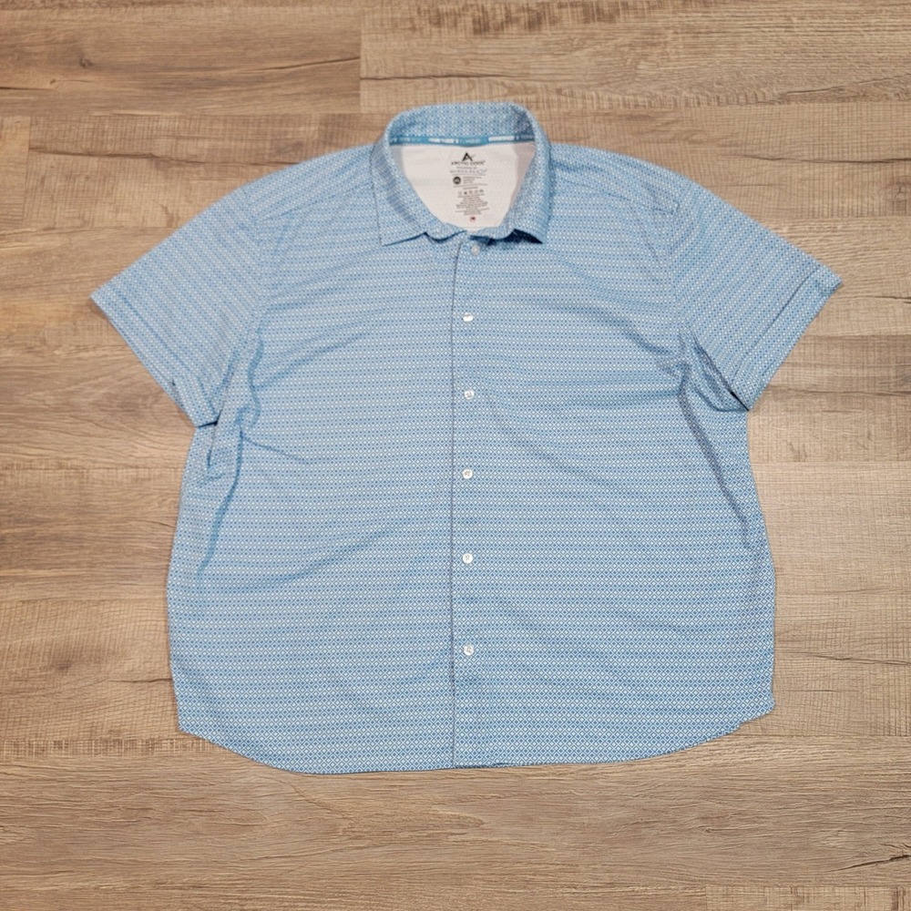 Arctic Cool Magna Ready Magnetic Button Short Sleeve Button Down Shirt Blue 2XL